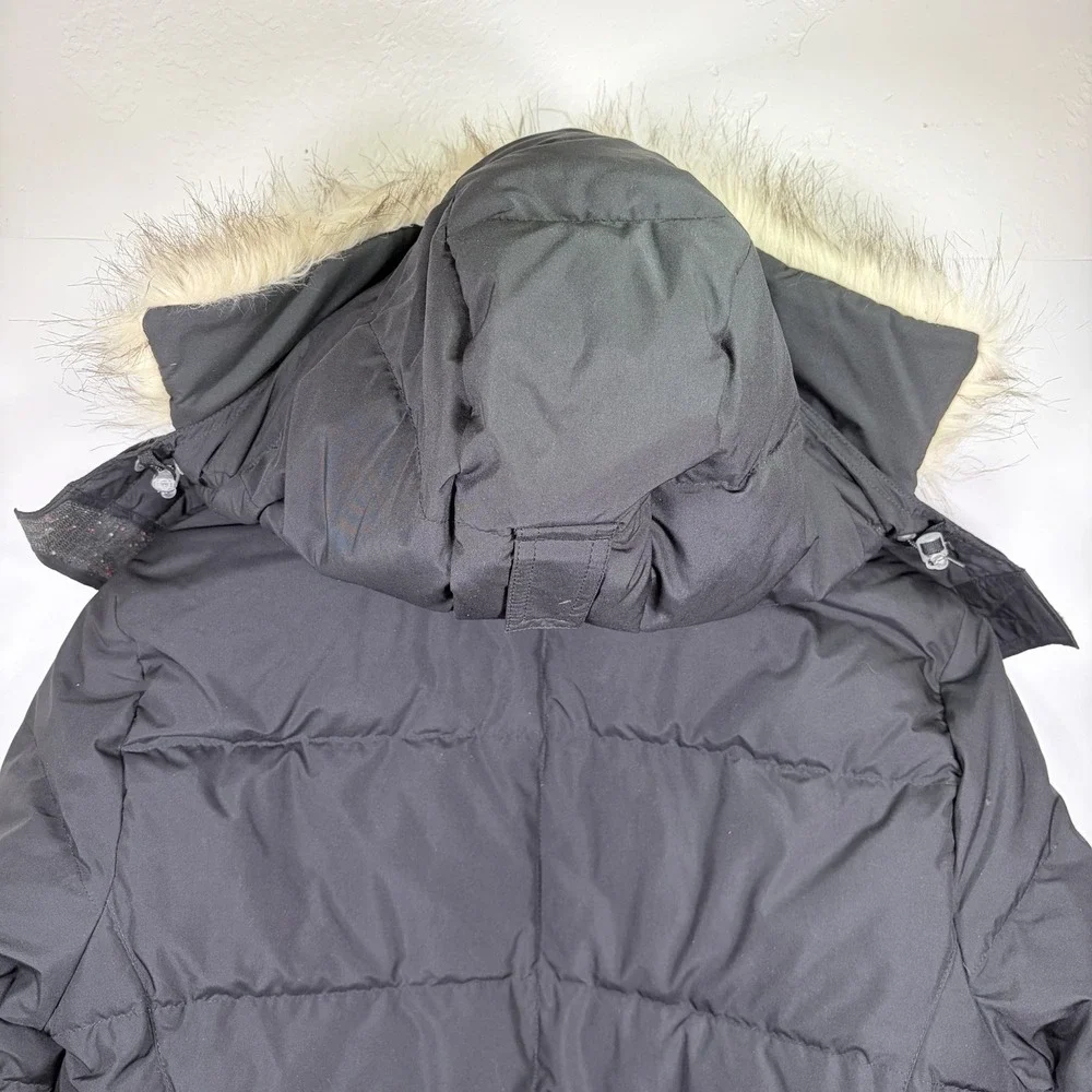 L.L. Bean Down Long Maxi Puffer‎ Coat Medium Petite Women's Faux Fur Hood Parka